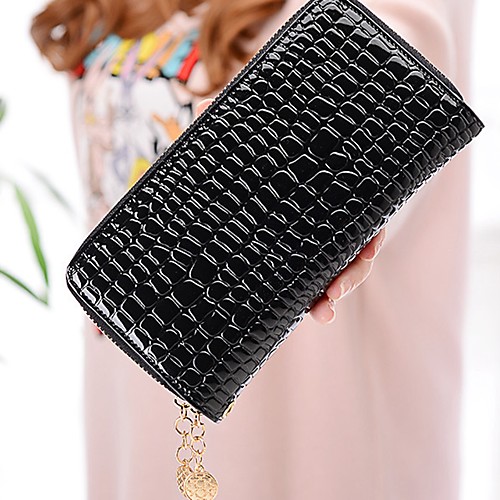 

Women's Zipper Wallet Crocodile Black / Yellow / Fuchsia