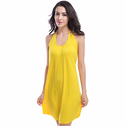 

Жен. Хальтер Лиловый Желтый Пурпурный Юбки Накидка Купальники - Однотонный Открытая спина M L XL Лиловый / Сексуальные платья