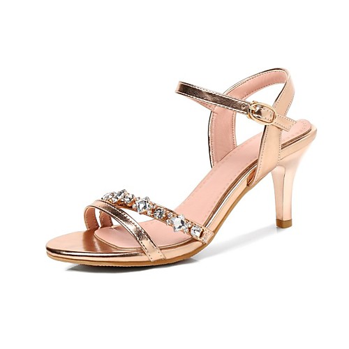 

Жен. Обувь Материал на заказ клиента Весна лето Удобная обувь Сандалии На шпильке Открытый мыс Золотой / Серебряный