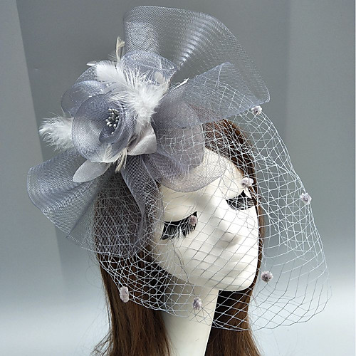 

Перья / Сеть Fascinators / Головные уборы с Пух / Цветы 1шт Свадьба / Особые случаи Заставка