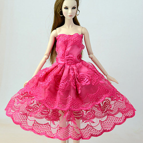 

Doll Dress Dresses For Barbiedoll Lace Fuchsia Linen / Cotton Blend Lace Linen / Polyester Blend Dress For Girl's Doll Toy / Kids