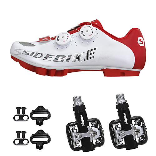 

SIDEBIKE Взрослые Велообувь с педалями и шипами Обувь для горного велосипеда нейлон Амортизация Велоспорт Red and White Муж. Обувь для велоспорта / Искусственное волокно