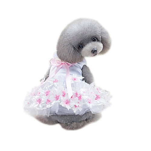 

Pets Dress Dog Clothes Purple Pink Costume Husky Beagle Bichon Frise Cotton / Polyester Net Voiles & Sheers Solid Colored Flower / Floral Flower Style Bow Cute XS S M L XL