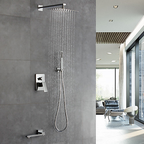 

Смеситель для душа - Современный Хром На стену Керамический клапан Bath Shower Mixer Taps / Латунь / Одной ручкой четыре отверстия