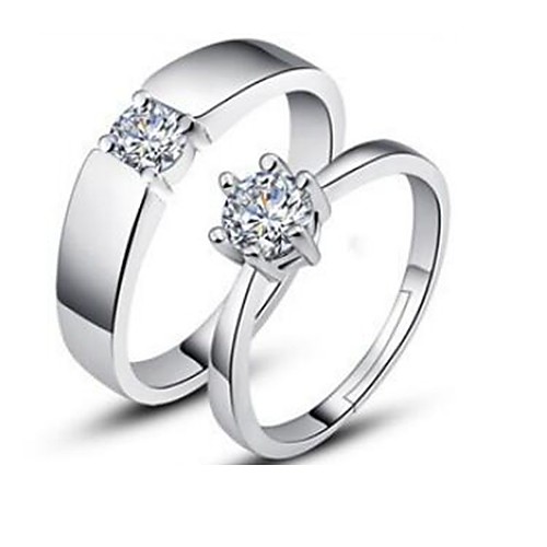 

Couple's Couple Rings Cubic Zirconia Silver Silver Plated Irregular Ladies Classic Fashion Engagement Daily Jewelry Solitaire Matching His And Her Snowflake