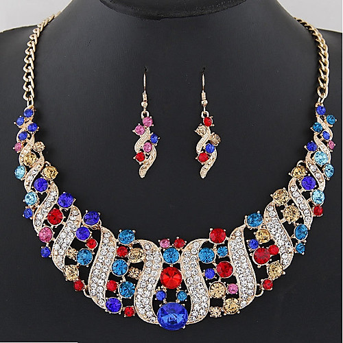 

Women's Sapphire Citrine Jewelry Set Drop Earrings Bib necklace Bib Rainbow Statement Ladies Bohemian Boho Elegant Indian Earrings Jewelry Rainbow / Red / Blue For Ceremony Carnival