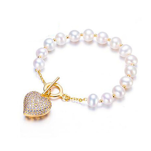 

Women's Freshwater Pearl Strand Bracelet - Pearl, Freshwater Pearl Heart Simple, Natural, Fashion Bracelet White For Party Daily