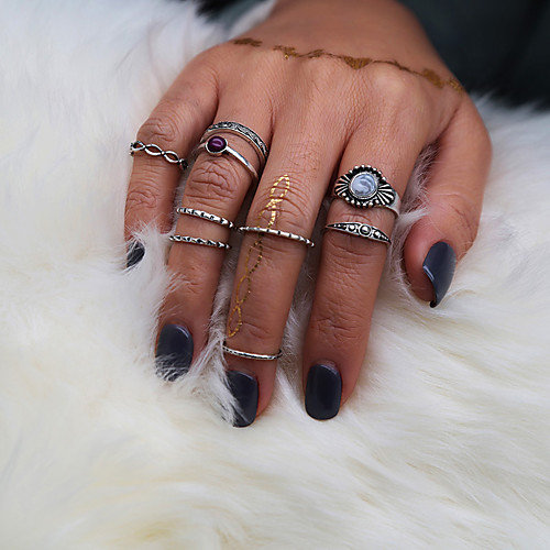 

Women's Rings Set Ring Set Midi Rings Silver Alloy Circle Ladies Vintage European Daily Jewelry Stacking Stackable