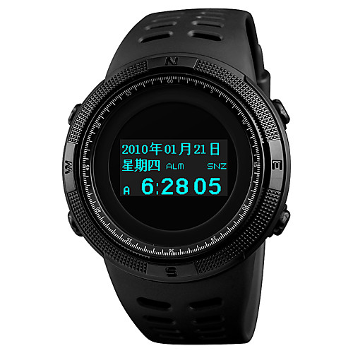 

SKMEI Men's Sport Watch Japanese Digital 50 m Water Resistant / Water Proof Alarm Chronograph PU Band Digital Casual Fashion Black - Black Red Blue One Year Battery Life / Compass / Stopwatch