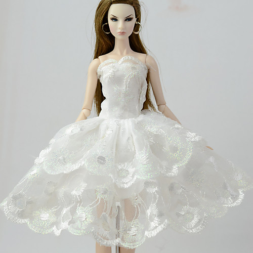 

Doll Dress Dresses For Barbiedoll Lace White Linen / Cotton Blend Lace Linen / Polyester Blend Dress For Girl's Doll Toy