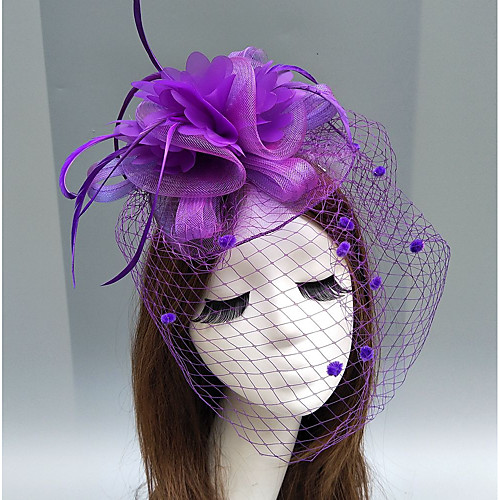 

Перья / Сеть Fascinators / Головные уборы с Пух / Цветы 1шт Свадьба / Особые случаи Заставка