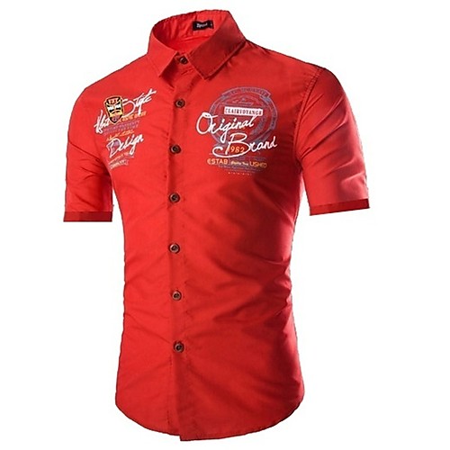 

Муж. Спорт С принтом Polo Хлопок, Рубашечный воротник Тонкие Буквы Черный L / С короткими рукавами