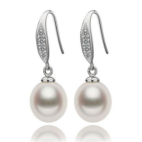 

Women's Pearl Freshwater Pearl Drop Earrings Natural Elegant Pearl S925 Sterling Silver Freshwater Pearl Earrings Jewelry White For Party Gift