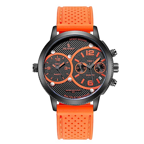 

Men's Sport Watch Quartz Rubber Black / Orange / Yellow 30 m Dual Time Zones Noctilucent Analog Casual Fashion - Red Blue Black / White One Year Battery Life