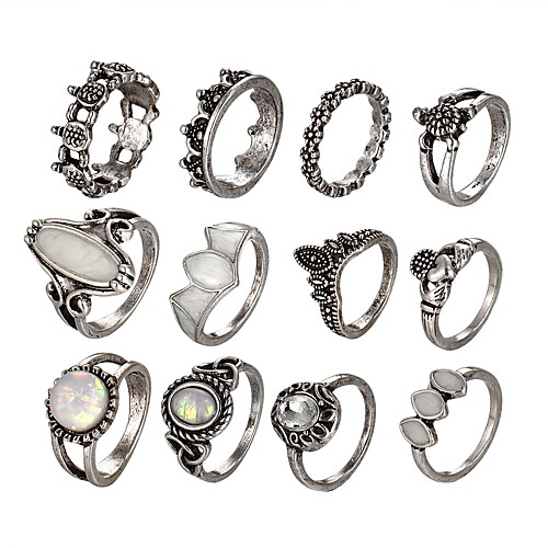 

Women's Ring Set Midi Rings Stackable Rings Opal Silver Alloy Ladies Unusual Unique Design New Year Valentine Jewelry Turtle