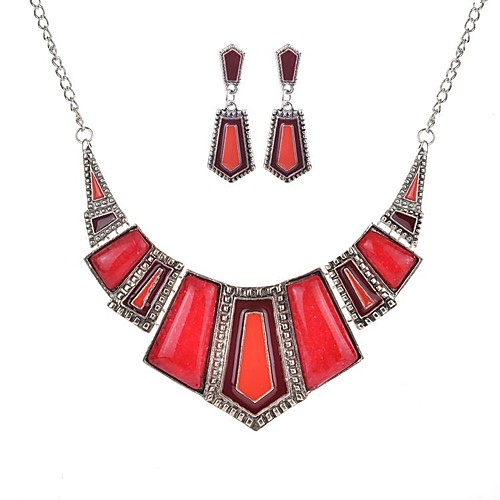 

Women's Jewelry Set Necklace Earrings Art Deco Statement Ladies Bohemian Ethnic Boho African Earrings Jewelry Red / Green / Blue For Party Party Evening Ceremony Carnival Engagement Party Cocktail