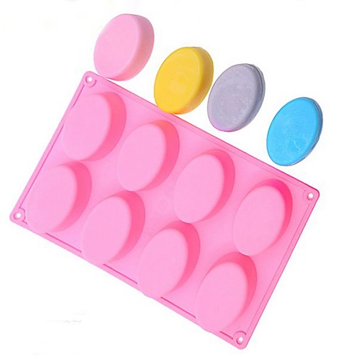 

8 Cavity Oval Silicone Ice Mold Chocolate Soap Mould Fondant Bake