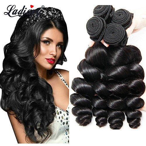 

4 Bundles Peruvian Hair Loose Wave Virgin Human Hair Natural Color Hair Weaves / Hair Bulk Extension Human Hair Extensions Natural Color Human Hair Weaves Cosplay Soft Hot Sale Human Hair Extensions