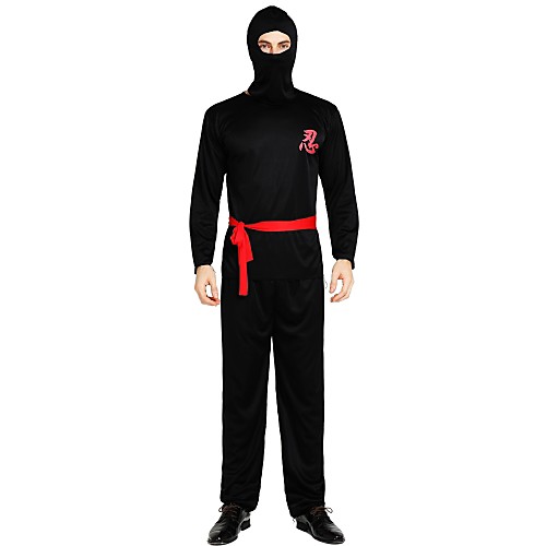 

Ninja Costume Men's Adults' Halloween Halloween Carnival Children's Day Festival / Holiday Polyster Outfits Black Solid Colored Halloween