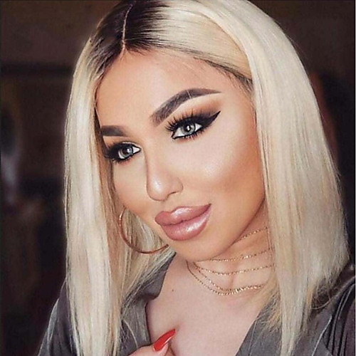 

Synthetic Lace Front Wig Straight Bob Lace Front Wig Blonde Short Blonde / Purple Synthetic Hair Women's Heat Resistant Fashion African American Wig Blonde / Glueless