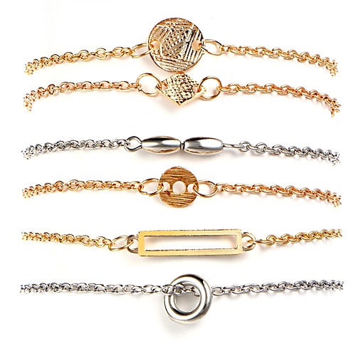 

6pcs Chain Bracelet Layered Ladies Multi Layer Metal Bracelet Jewelry Gold For Street Bar