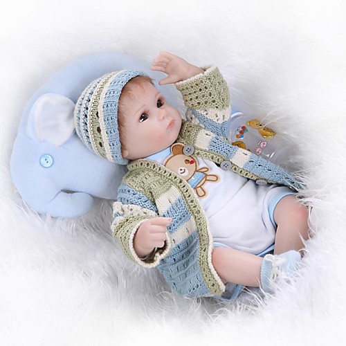 

NPKCOLLECTION NPK DOLL Reborn Doll 18 inch Silicone - Newborn lifelike Gift Child Safe Non Toxic Hand Applied Eyelashes Kid's Unisex / Girls' Toy Gift / Artificial Implantation Brown Eyes