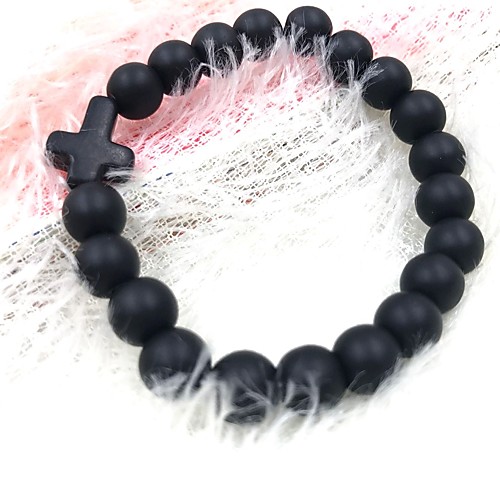 

Onyx Turquoise Obsidian Bead Bracelet Cross Ladies Simple Natural Black Pearl Bracelet Jewelry Black / Red / Light Blue For Daily School / Natural Stone