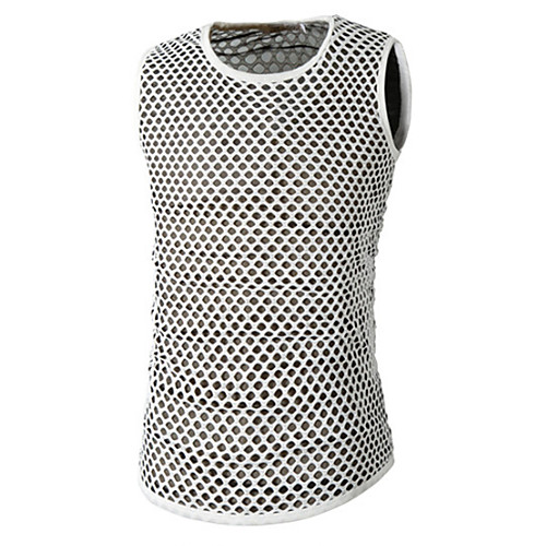 

Муж. Безрукавка Хлопок, Круглый вырез Тонкие Активный / Классический Однотонный Белый L / Без рукавов / Весна / Лето