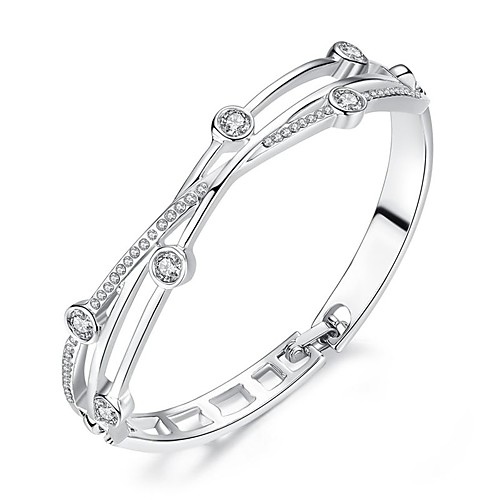 

Women's Cubic Zirconia Bracelet Stack Twist Circle Ladies Classic Fashion Alloy Bracelet Jewelry Silver For Daily