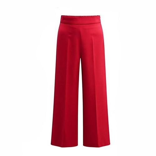 

Women's Street chic Plus Size Daily Weekend Loose Wide Leg Pants - Solid Colored Red Blue Black L XL XXL