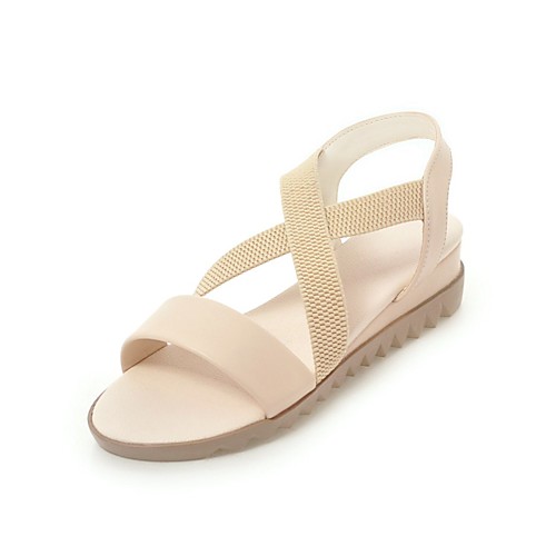 

Жен. Сандалии На низком каблуке Открытый мыс Дерматин Удобная обувь Лето Бежевый / Синий / Розовый