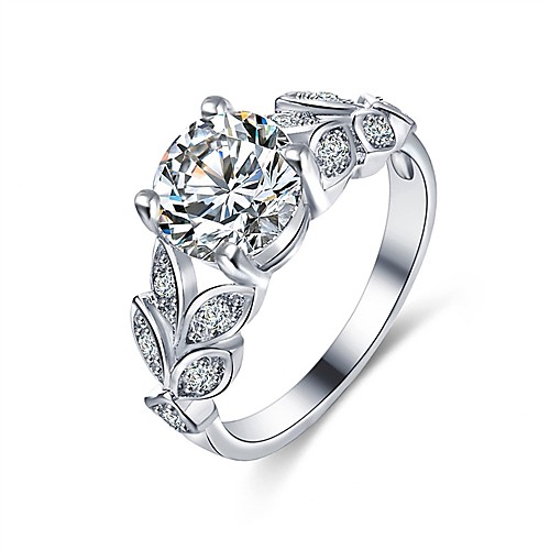 

Women's Band Ring Micro Pave Ring Diamond Cubic Zirconia tiny diamond Silver Copper Irregular Ladies Classic Fashion Wedding Engagement Jewelry Leaf Snowflake