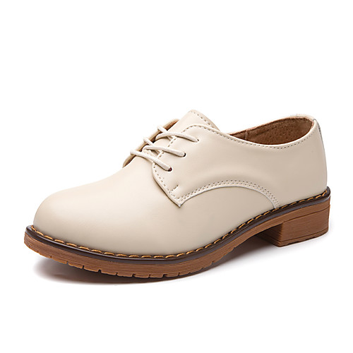

Women's Flats Flat Heel Round Toe Cowhide Casual Walking Shoes Spring & Fall / Spring Brown / Black / Beige