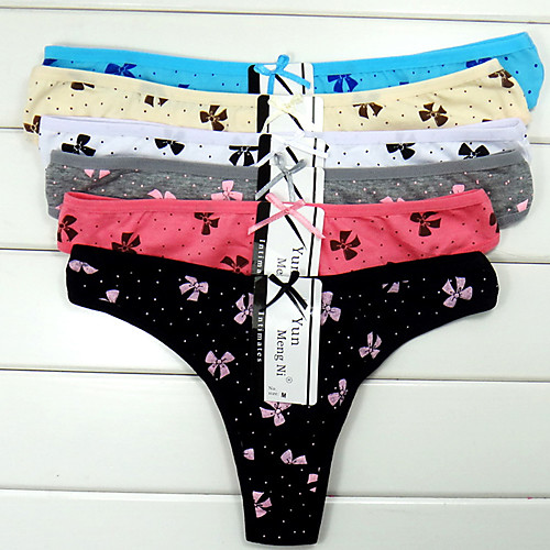 

Women's Sexy G-strings & Thongs Panties - Print, Embroidered 4 Pieces Low Waist