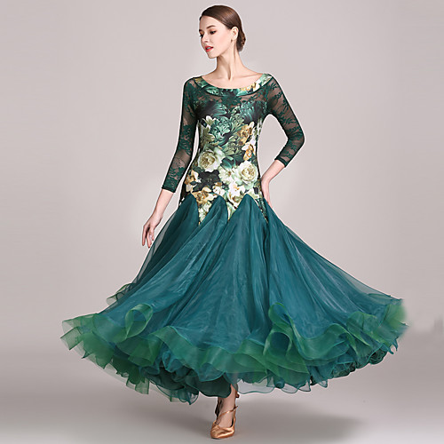 

Ballroom Dance Dresses Women's Performance Spandex / Lace Pattern / Print / Split Joint High Dress