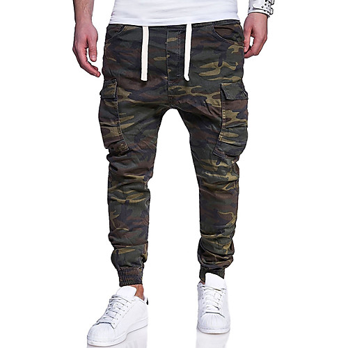 

Men's Basic Plus Size Daily Weekend Slim Chinos / Cargo Pants - Color Block / Camo / Camouflage Print Army Green XXL XXXL XXXXL