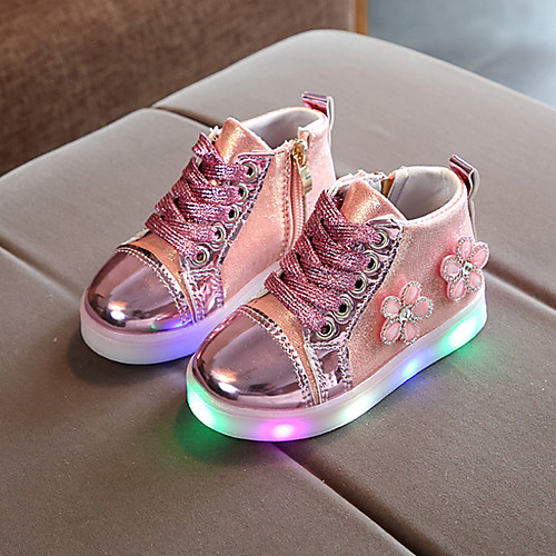 

Girls' LED / Bootie / LED Shoes PU Boots Toddler(9m-4ys) / Little Kids(4-7ys) Chain / Lace-up / LED Gold / Pink / Silver Spring & Fall / Spring & Summer / Booties / Ankle Boots