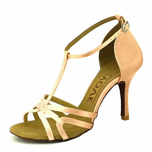 

Women's Dance Shoes Satin Latin Shoes / Ballroom Shoes Rhinestone / Buckle Sandal / Heel Customizable Yellow / Fuchsia / Purple / EU36