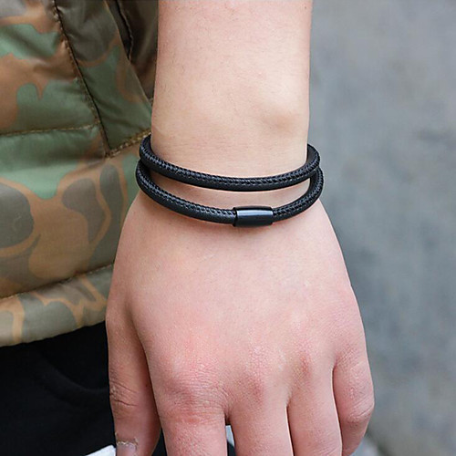 

Men's Wrap Bracelet Leather Bracelet Simple Korean Fashion Paracord Bracelet Jewelry Black / Coffee For Gift Daily