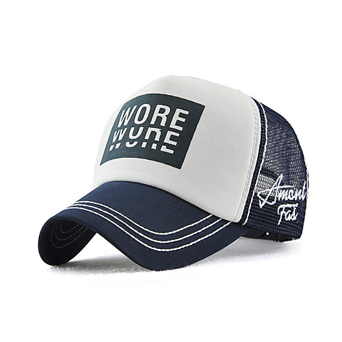 

Unisex Basic Cotton Baseball Cap-Color Block All Seasons Black White Blue