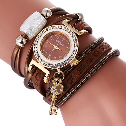 

Women's Bracelet Watch Diamond Watch Wrap Bracelet Watch Quartz Quilted PU Leather Black / White / Blue Casual Watch Lovely Imitation Diamond Analog Bohemian Elegant - Red Green Blue One Year Battery