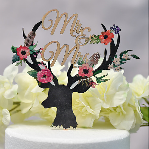 

Cake Topper Classic Theme / Wedding Cut Out Wooden / Bamboo Wedding / Anniversary with Sided Hollow Out 1 pcs PVC Box
