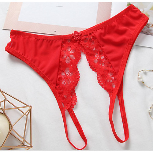 

Жен. Спандекс Сексуальные платья Однотонный, Кружева - G-cтринги Заниженная