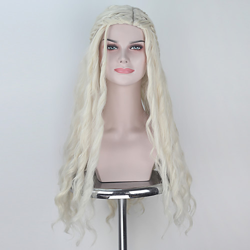 

Game of Thrones Cosplay Daenerys Targaryen Cosplay Wigs All 18 inch Heat Resistant Fiber Ivory Anime
