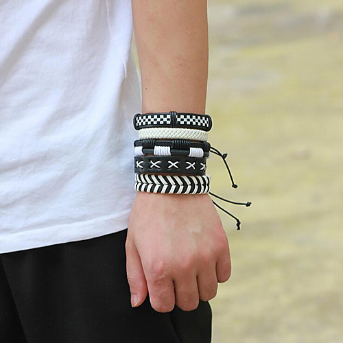 

Men's Wrap Bracelet Braided European Casual / Sporty Fashion Cord Bracelet Jewelry White For Daily Going out