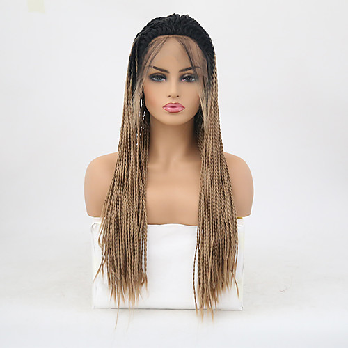

Synthetic Lace Front Wig Box Braids Braid Lace Front Wig Blonde Long Black / Strawberry Blonde Synthetic Hair 24 inch Women's Adjustable Heat Resistant Women Blonde / Ombre Hair