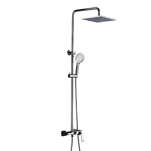 

Shower Faucet - Contemporary Chrome Wall Installation Ceramic Valve Bath Shower Mixer Taps / Brass / Single Handle Two Holes