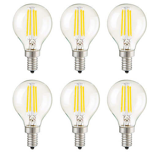 

KWB 6шт 4 W 400 lm E14 E26 / E27 LED лампы накаливания G45 4 Светодиодные бусины SMD Декоративная Тёплый белый 220-240 V