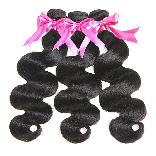 

3 Bundles Brazilian Hair Wavy Human Hair Natural Color Hair Weaves / Hair Bulk Extension Bundle Hair 8-28 inch Black Natural Color Human Hair Weaves Best Quality Hot Sale Human Hair Extensions / 8A