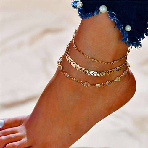 

Women's Anklet feet jewelry Layered Alphabet Shape Dainty Ladies Fashion Multi Layer Anklet Jewelry Gold / Silver For Gift Daily Cosplay Costumes